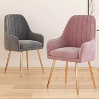 Chaise de restaurant en gros, mobilier de salle à manger moderne, chaise de salle à manger nordique en métal, chaise de salle à manger en velours avec pieds en métal