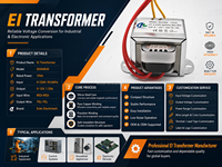 Transformateur de puissance élévateur/abaisseur de tension 380V vers 220V / Transformateur d'isolement monophasé de type EI