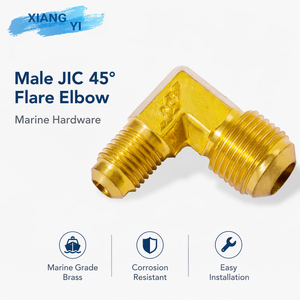 ข้อต่อทองเหลือง JIC 45 ขนาด 1/2"x1/2" ทนทานต่อการกัดกร่อน °   ข้อต่อข้อศอกเกลียว BSPT สำหรับเรือยอชท์ ผลิตในไต้หวัน - Product Image 3