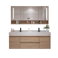 Vanité murale moderne à double évier avec lavabo en céramique pour salle de bain d'hôtel-Miroir inclus