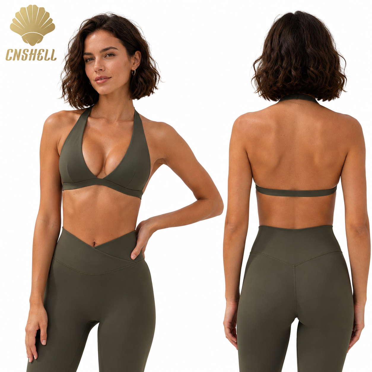 Trend 2026 Breathable Halter Deep V Neck Yoga Top With Removable Pads For Gym Fitness And Beach Wear Sports Bra