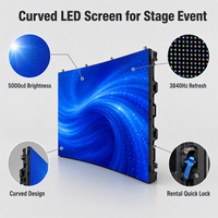 Pantalla LED Curva para Exteriores P2.6 de Alquiler, 4K, Alto Brillo 5000cd, 120Hz, IP65 Impermeable, con CMS Basado en la Nube y RDM para Escenarios