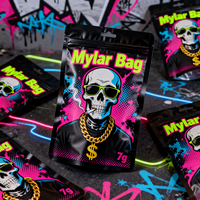 1g 3.5 7g 14g Desain Kustom Cetak Digital Mylar Stand up Pouch Resealable Zip Lock Kemasan Anti Bau Kantong Mylar