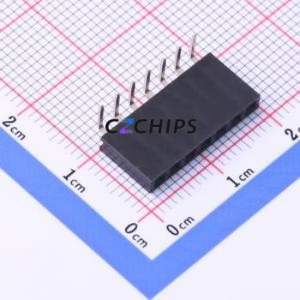 DW254W-11-07-85 Pin Socket Bent Lead Through Hole,P=2.54mm Connector 1x7P 2.54mm Square Hole Right Angle Insert - Product Image 1