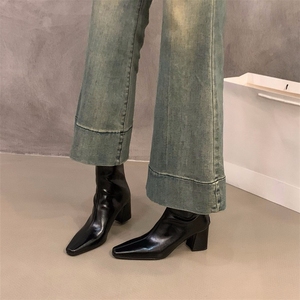 <span class=keywords><strong>Stivaletti</strong></span> da <span class=keywords><strong>Donna</strong></span> in Pelle Multicolore con Punta Quadrata e Tacco Largo, Elasticizzati, alla Moda per Uso Quotidiano Casual, Vendita all'Ingrosso - Product Image 5