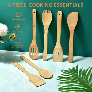 Set di utensili da <span class=keywords><strong>cucina</strong></span> in legno spatola Set di utensili in bambù organico con supporto - Product Image 4