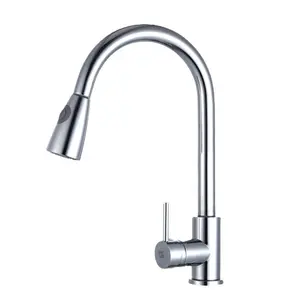 Kitchen Sink Faucets with Pull Down Sprayer Single Handle Brushed Nickel Pull Out Kitchen Faucet Cheap Price 304 Stainless Steel