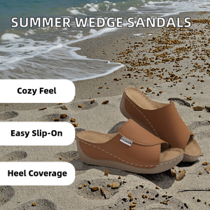 Sandales <span class=keywords><strong>Compensées</strong></span> Respirantes en Cuir Verni Léger à Bout Ouvert pour Femme, Idéales Printemps Été Plage et Activités de Plein Air - Product Image 2