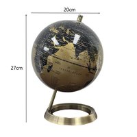 Globe terrestre moderne en plastique noir et or, rotatif à 360°, décoratif avec base en métal, certifié CE, pour la décoration de bureau et de maison