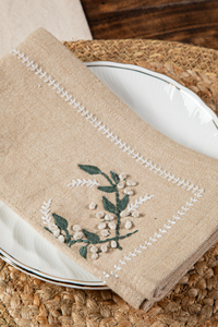 Vente en gros de serviettes en coton chambray de qualité supérieure broderie florale carrée serviette de table décorative pour paysages de table élégants - Product Image 2