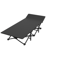 Lit de camping pliable 28 pouces pour adultes, lit de couchage portable avec matelas, lit de camp robuste pour l'extérieur, capacité 160 kg, acier inoxydable