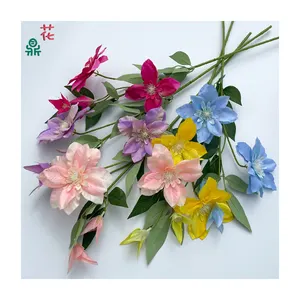 High-End Single Branch Clematis Foreign Trade Direct Sales Artificial Flowers Home Beauty Chen Decorative Props Silk Flowers
