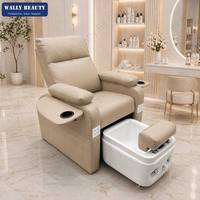 Fauteuil de pédicure de luxe noir avec bassin, canapé de massage des pieds électrique inclinable, station de pédicure professionnelle