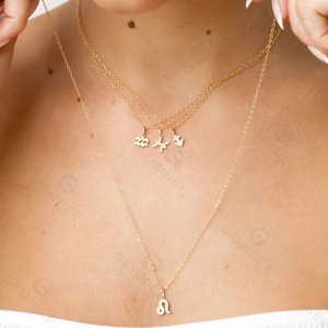 Gemnel Collier zodiaque en argent 925 Chaîne en or 14K Pendentif CZ Tous les 12 Signes 16 "+ 2" Extension Bijoux d'astrologie personnalisés - Product Image 6