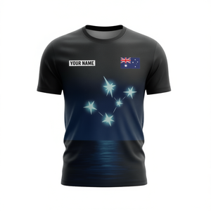 T-shirt personalizzata per il Giorno dell'Australia con nome, bandiera australiana, design Southern Cross Galaxy, 26 gennaio - Product Image 2