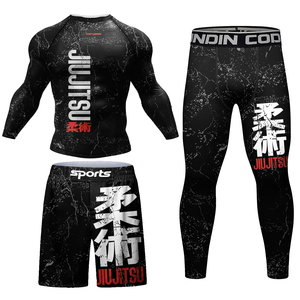 Magliette personalizzate BJJ Rashguard + pantaloni Rash Guard tuta Fitness <span class=keywords><strong>boxe</strong></span> maglie Muay Thai compressione uomo Kickboxing tuta sportiva - Product Image 2