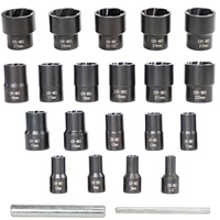 Jeu d'extracteurs de boulons et d'écrous endommagés 22 pièces 1/2 "et 3/8" Outil de démontage d'écrous à chocs