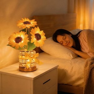 LED Sunflower <b>Night</b> <b>Light</b> Touch Control <b>USB</b> Rechargeable Warm White Decorative Table Lamp For Room Home Decoration - Product Image 2
