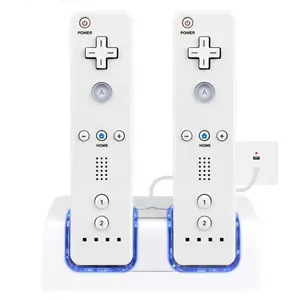 Wii游戏手柄遥控器充电插头电缆双端口充电器站支架Wii电池组充电座
