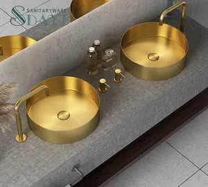 SDAYI Stainless steel bathroom sink PVD nano outdoor bathroom SUS304 wash basin gold color sinks washbasin