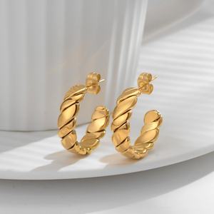 Pendientes de Cadena Hueca Versátiles Chapados en Oro de 18K para Mujer, Personalizados, de Acero Inoxidable Tejido con Perlas, para Aniversario - Product Image 3