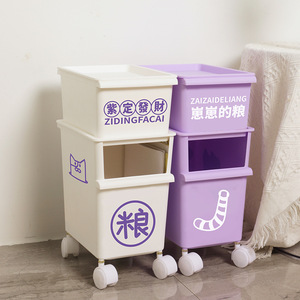 <b>Stackable</b> <b>Storage</b> Box Double Layer Food <b>Container</b> With Wheels Easy To Move For Kitchen pantry - Product Image 2