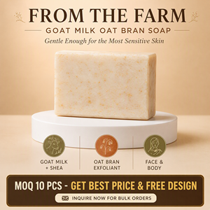 Savon au <span class=keywords><strong>lait</strong></span> de chèvre LIYALAN 100g de la ferme, exfoliant doux au beurre de karité pour tous types de peau, marque privée, usine ODM - Product Image 1