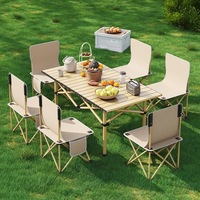 Table de camping portable en métal en forme d'omelette réglable en hauteur - Table de pique-nique pliable pour les parcs, les plages et les cours