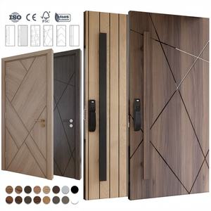 Porte d'entrée pivotante moderne en bois de style européen avec serrure intelligente pour hôtel et villa - Product Image 4