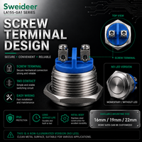 Sweideer, fabricant OEM de boutons-poussoirs métalliques personnalisés, interrupteur LED en acier inoxydable de 16 mm, 19 mm, 22 mm avec borne à vis