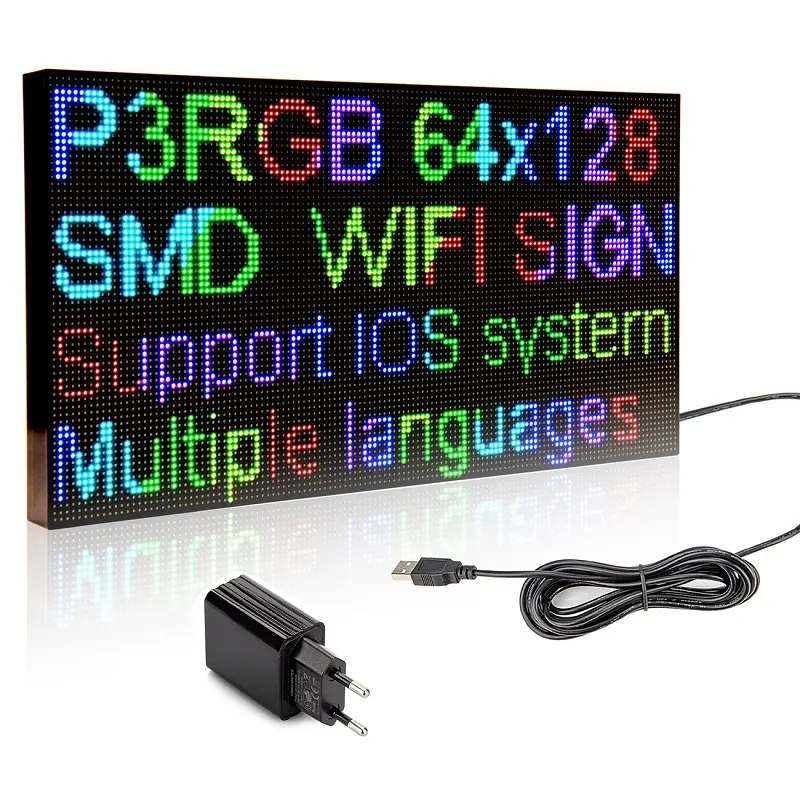 Pantalla de señal Led P3 p2.5 P4 P5, aplicación para teléfono inteligente, tablero de mensajes programable, cartelera LED, soporte plegable, pantalla multilingüe
