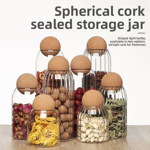 Pot hermétique d'organisation pour garde-manger 1100 ml en verre borosilicate transparent, compatible micro-ondes et lave-vaisselle, empilable, avec couvercle en liège pour épices - Product Image 5
