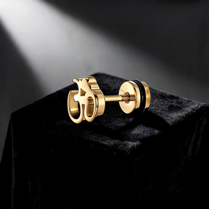 Boucles d'oreilles clous en acier chirurgical 316L avec symbole Om de yoga, plaqué or PVD, étanches, bijoux spirituels Zen Aum pour la vente en gros - Product Image 5
