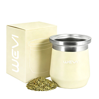WEVI Tasse à double paroi en acier inoxydable 304 de 8 oz, isolée sous vide, pour Yerba Mate, avec isolation thermique de 12 à 24 heures, design écologique
