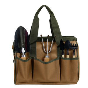 Multi Pocket Oxford Cloth <b>Tool</b> Bag With Top Handle Brown <b>Tool</b> <b>Storage</b> Bag For Garden And Repair Use - Product Image 1
