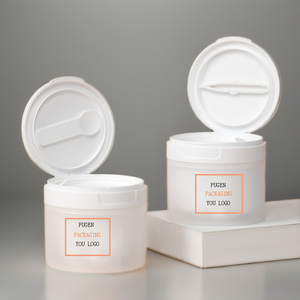 Hàng có sẵn 150ml Hũ nhựa mỹ phẩm hai lớp mờ đựng kem, toner, bông tẩy trang, nắp bật, kèm nhíp - Product Image 5