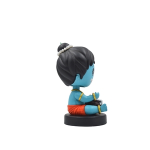 Hand-Painted Lord Krishna Makhanchor <b>Bobbleheads</b> Detailed Spiritual Showpiece for Home Temple, Office Desk, Car Dashboard & Gift - Product Image 3