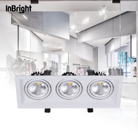 Plafonnier encastré à LED triple tête dimmable Dali, spot encastré à grille, intérieur réglable, 7W 12W 20W 30W COB LED Downlight