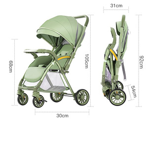 Poussette pliable légère avec capote surdimensionnée, rangement extra-large, double roue, 0-3 ans, amortisseur à quatre roues - Product Image 3