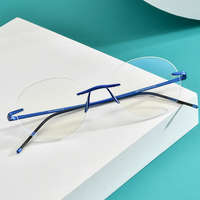 Gafas Borregls sin montura de titanio para hombre, diseño de marca, montura ultraligera, gafas redondas sin marco para mujer, gafas ópticas 18563
