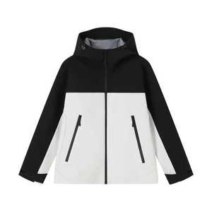 Veste coupe-vent à capuche unisexe, couleur unie contrastée avec doublure intérieure, vêtements de travail d'hiver - Product Image 4