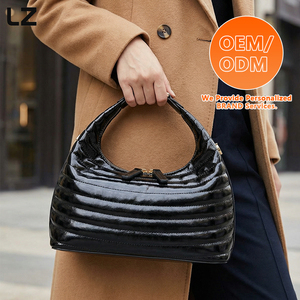 Sacs à bandoulière en cuir verni LZ personnalisés pour femmes, petit sac de soirée sous le bras en forme de lune, pochette en cuir véritable avec bandoulière - Product Image 1