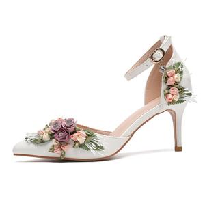 Different Height <strong>Heels</strong> for <strong>Ladies</strong> White Wedding <strong>Shoes</strong> for Bride Flower Rose Pearl Handbags Set <strong>Evening</strong> Bags <strong>Shoes</strong> with Purse - Product Image 5
