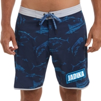 Shorts de bain unisexes de luxe personnalisés OEM, avec étiquette personnalisée, pour le surf et la pêche, logo personnalisé, protection UPF 50, en tissu recyclé, motif uni