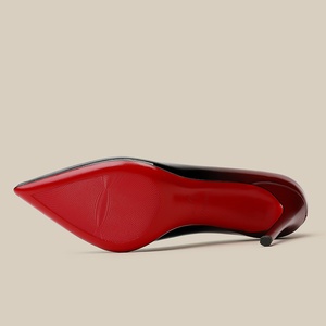 Escarpins en cuir verni noir et rouge dégradé, talon aiguille, bout pointu, design tendance, sexy, talon ultra-fin, élégants pour femmes - Product Image 4