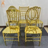 Chaise Chiavari empilable plaquée or brillant en PP, directement de l'usine, pour hôtels, mariages et événements