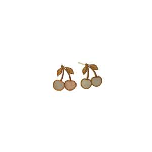 Boucles d'oreilles clous fantaisie motif cerise, plaqué or PVD, acier inoxydable 316L, durables et résistantes - Product Image 1