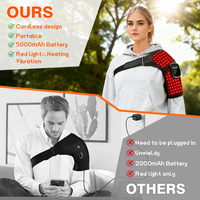 Ceinture de massage pour les épaules à usage domestique, sans fil, avec batterie 5000 mAh, thérapie par lumière rouge 660 nm 850 nm et fonction chauffante
