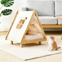 Modernes Luxuriöses Umweltfreundliches Massivholz Dreieckiges Haustier-Zelt & -Haus Langlebiges Katzen- & Hundeschlafbett für Innenbereich Ganzjährig Mehrfach-Haustier-Nutzung