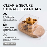 Boîte de rangement carrée pour gâteaux et bonbons en plastique recyclable de qualité alimentaire de 8,5 cm avec couvercle transparent, option de logo personnalisé, emballage en vrac